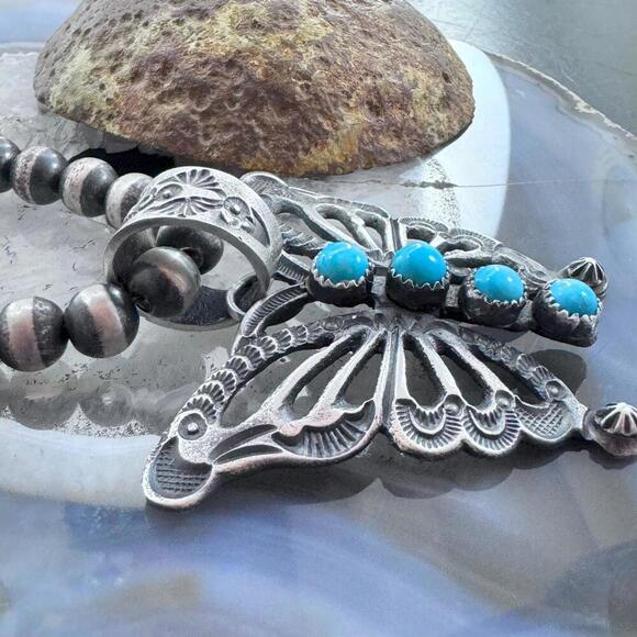 Eva & Linberg Billah Sterling Butterfly w/Turquoise Decorated Pendant For Women - Picture 3 of 10
